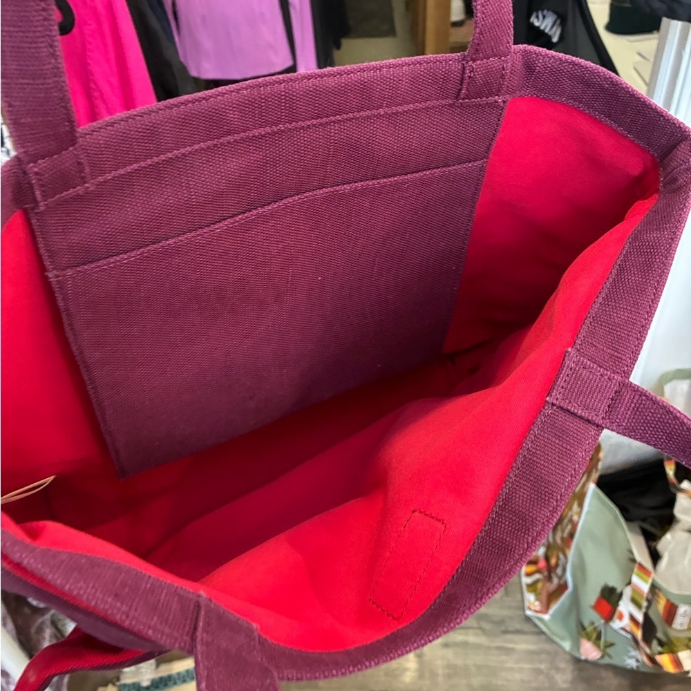 Kate Spade burgundy and red bow canvas shoulder tote - Picture 2 of 2